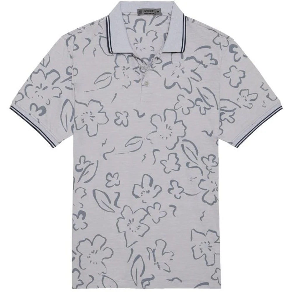 G/FORE Floral Watercolor Tech Jersey Slim Fit Golf Polo shirt men’s sz Medium